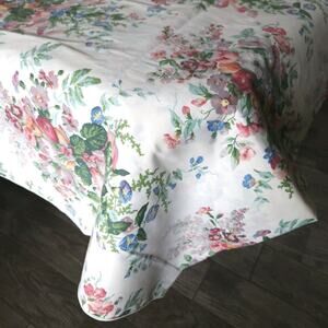 Vtg Croscill Tablecloth English Garden Floral Cotton Cottage Shabby 60x102 EUC